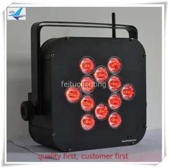 

T-12pcs/lot wireless led uplighting 12x15w rgbwa battery led par disco light wireless led flat par