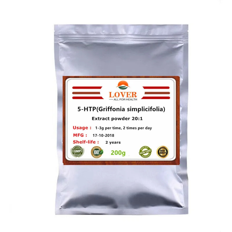 100-1000g 5HTP, Griffonia Экстракт Griffonia simplicifolia порошок 20:1, антидепрессанты и транквилизаторы, снять стресс и улучшают сон - Цвет: 200g