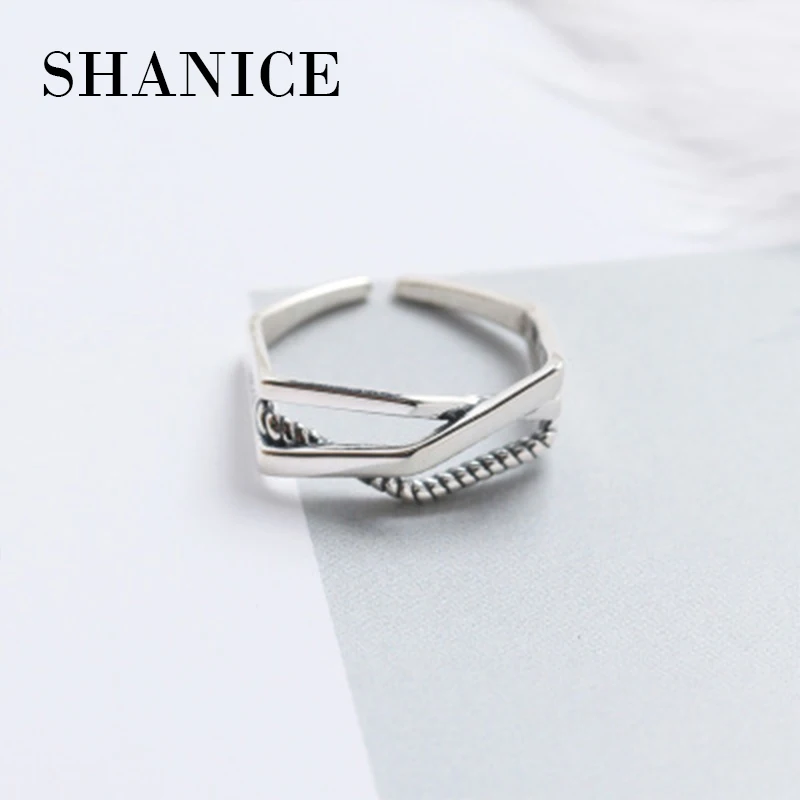 

SHANICE 100% 925 Sterling Silver Jewelry Trendy Rings for Women Ladies Geometric Kpop Open Finger Ring Female Anel Party Gift