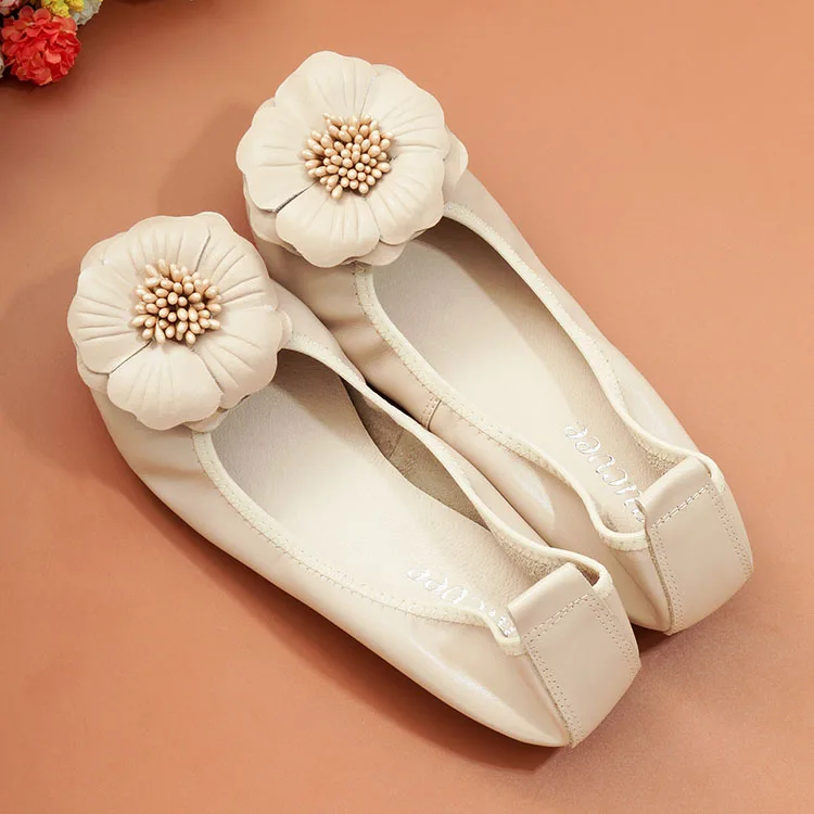 Flower Flats Slip On Pregnant Women Shoes Genuine Leather Loafer Super Soft Lady Ballerina Shoes Spring Ballet Flats Shoes Woman (48)
