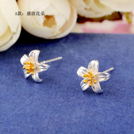 

New Arrival 925 Sterling Silver Jewelry 925 Sterling Silver Flower Earrings For Women Pendientes Brincos Bijoux Women