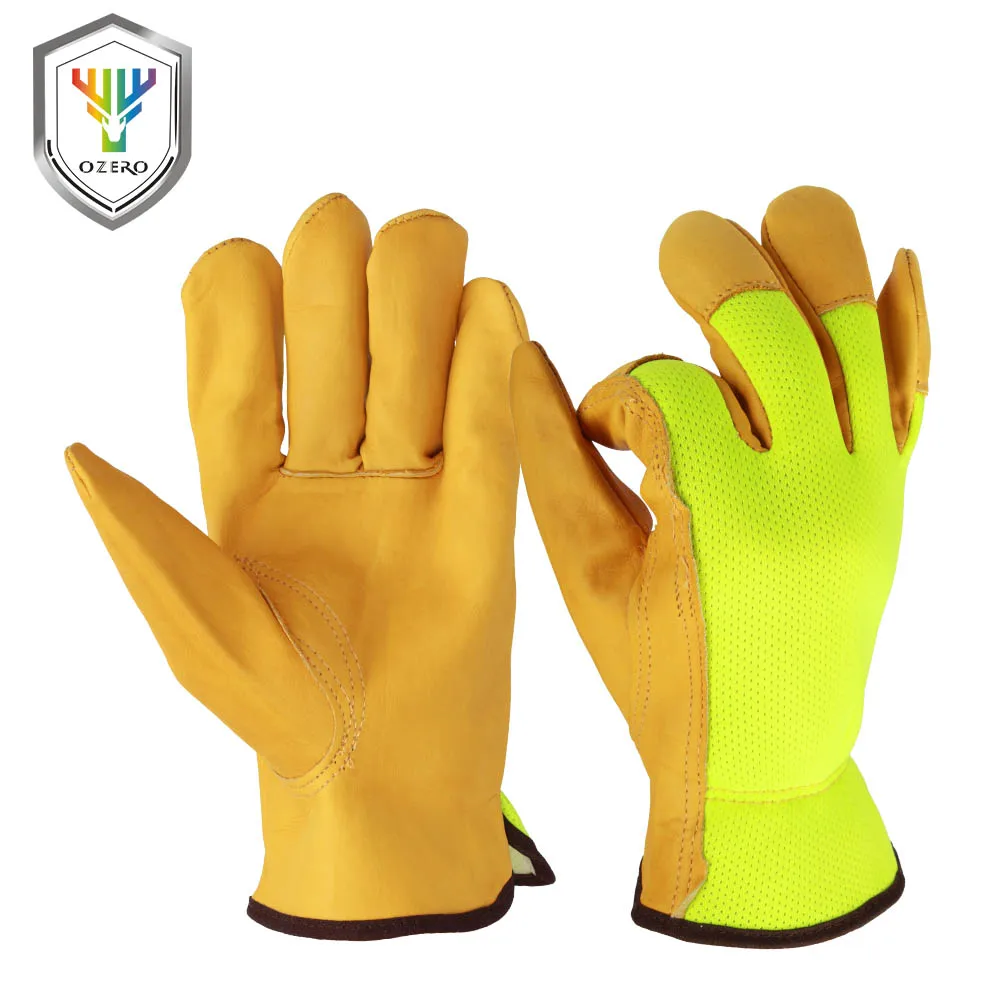 

OZERO Work Gloves Safety Protective Welding Garden Gloves Men Summer Fluorescent Gloves For Mechanics Shop Floor Operations 7007