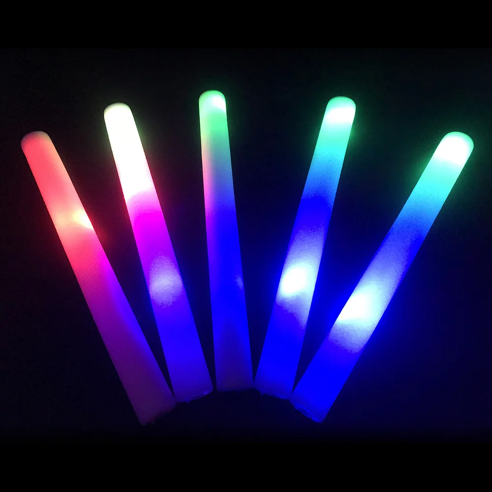 

12Pcs/Lot Multicolor LED Glow Stick Rally Rave Cheering Tube Glow Foam Baton Wands Flashing Sponge DIY Wedding Decoration