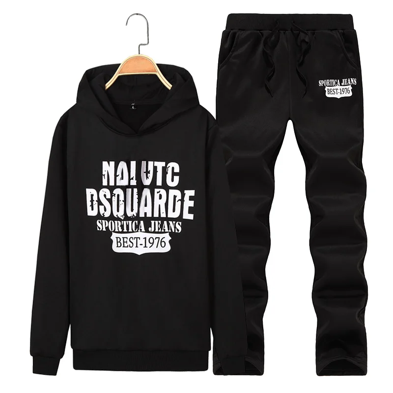 

2019 brand sporting suit men 2 pieces set men's hooded sweatshirt+pants letter print tracksuit large size sweatsuit male 4XL