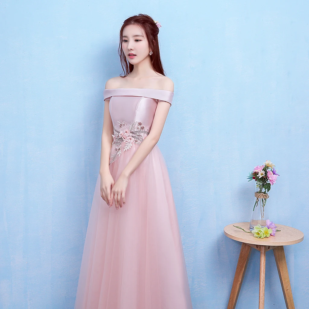 Красные бобы розовый цвет модный стиль длинные пикантные платья подружек невесты трапециевидной формы женское платье для свадебной вечеринки