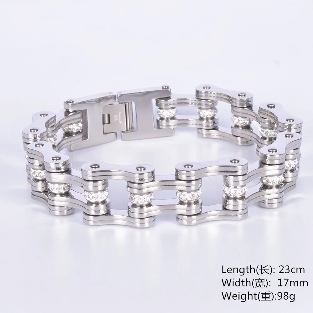 

17MM Charming 316L Stainless Steel Silver Color Motor Bicycle Chain Biker Jewelry Mens Womens Bracelet Bangle 9" Christmas Gift