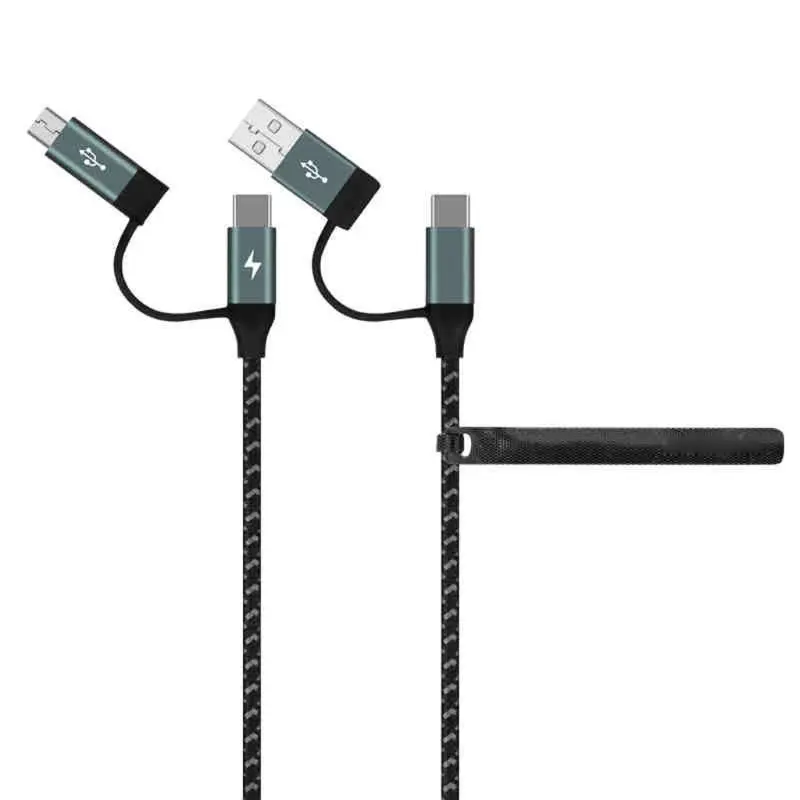 

Nylon Braided 4 in 1 Multiple Type C to USB Micro Fast Charge Adapter Data Cable Cord for Samsung Huawei Android Mobile Phones