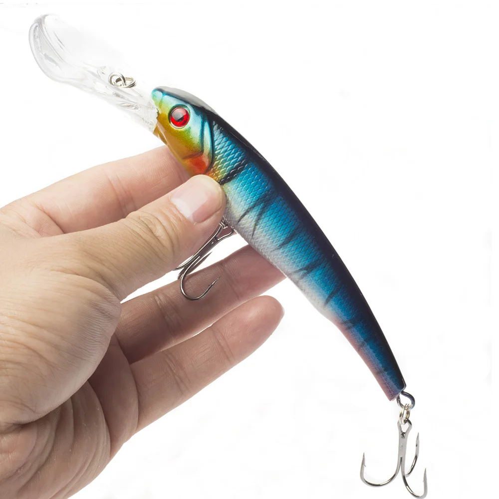 

SEALRUER Fishing Lures 16cm 17.4g Big Deep Float Minnow Crankbait Fishing Wobber with 2 Hooks Long Tongue