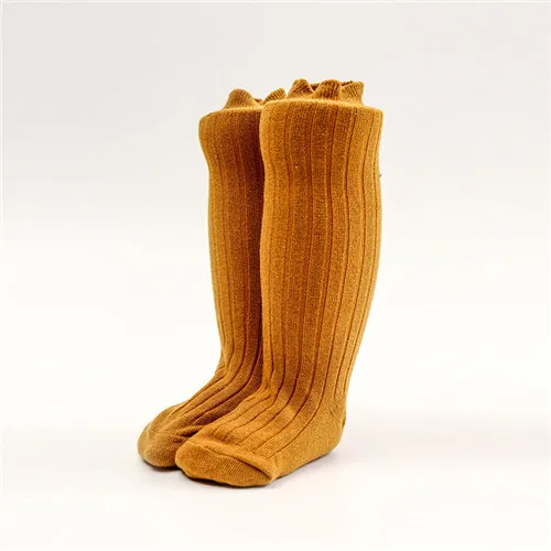 Lawadka/Хлопковые гольфы для девочек, однотонные гольфы в полоску для маленьких девочек зимние детские носки для мальчиков, модные детские носки - Цвет: Цвет: желтый