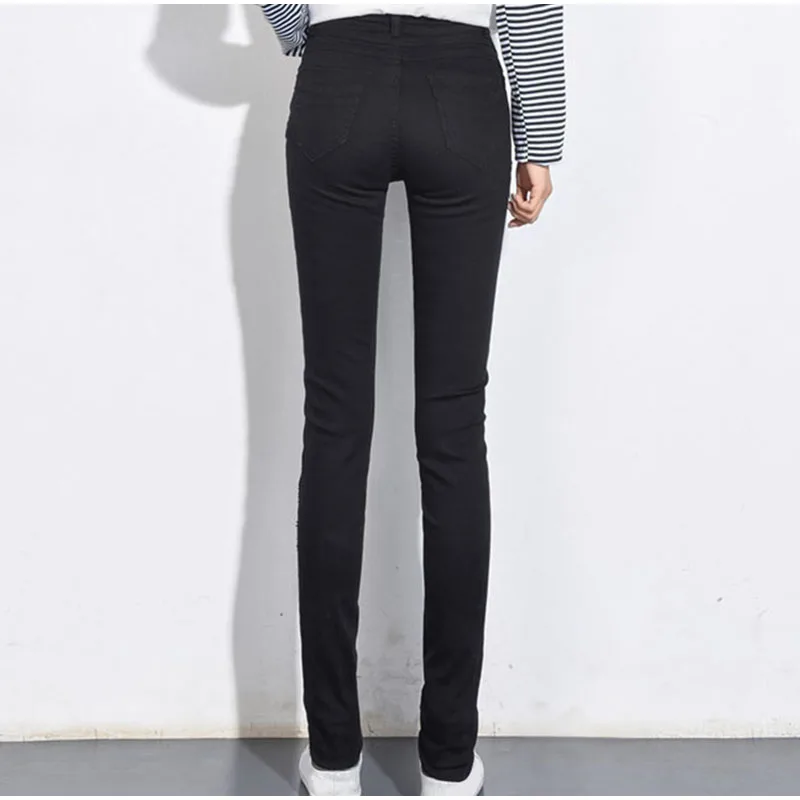 Удлиненные черные Стрейчевые обтягивающие джинсы для высоких девушек 4XL 5XL 6XL размера плюс удлиненные длинные джинсовые повседневные узкие брюки для женщин