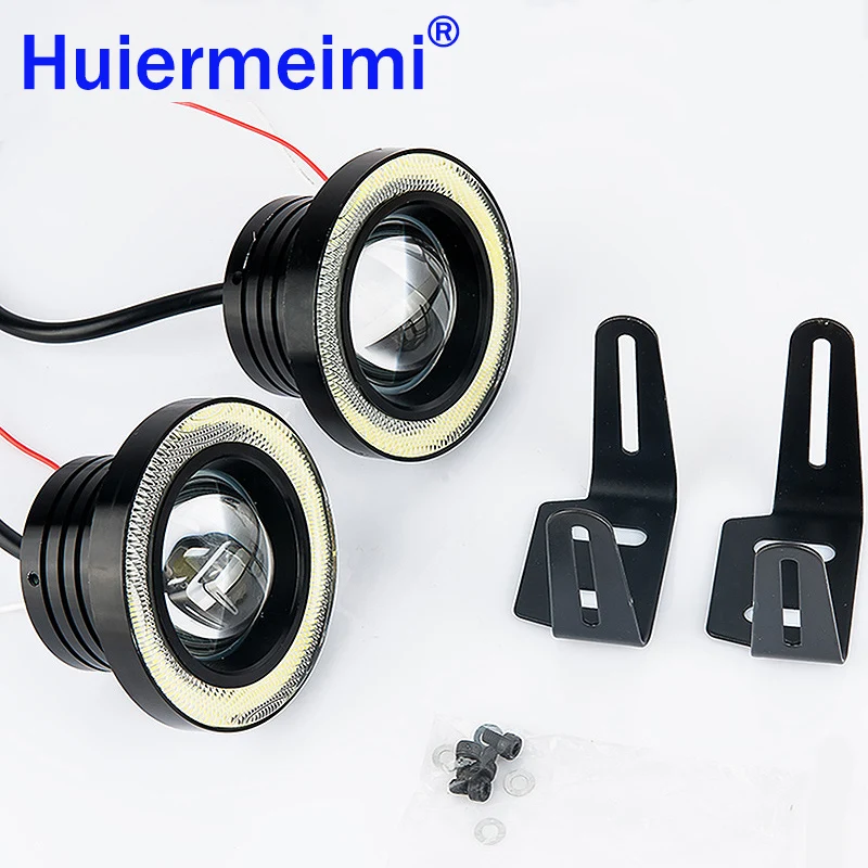 Huiermeimi Car Fog lights 12V 30W LED Angel Eye Super Bright COB LED