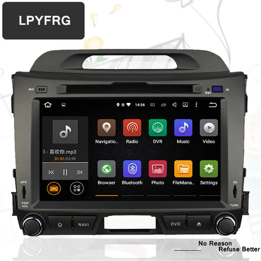 Best HD 8" Automotivo touch screen in dash 2din head unit car dvd player gps navigation for kia sportage 2010-2015 steering wheel 4