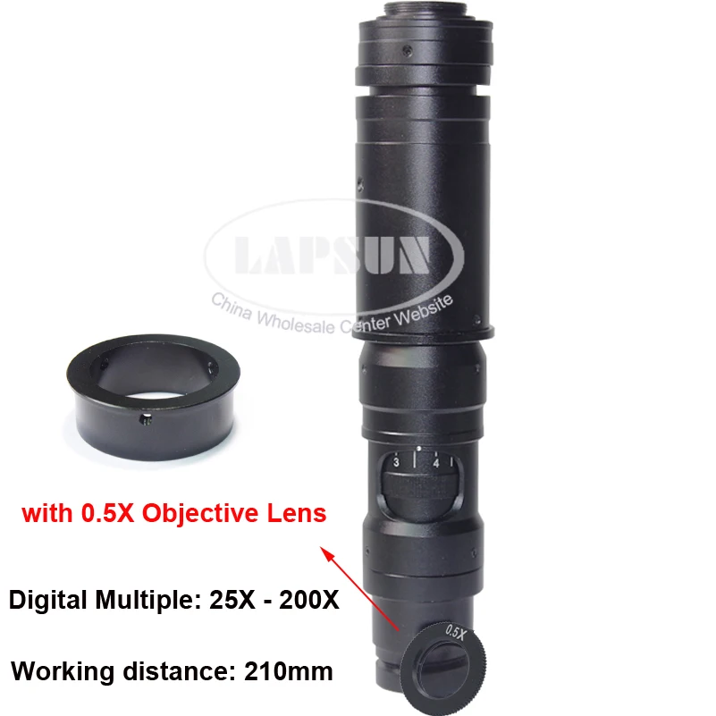 40X-400X-800X Parallel Light Industrial Microscope Camera Zoom C-Mount Lens+ 0.5X /1X / 2X Aux Objective Barlow Lens - Цвет: 1X 0.5X Object Lens