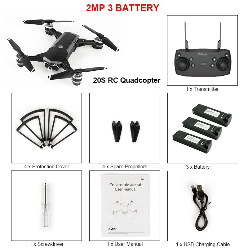 JDRC JD-20S JD20S/JD-20S PRO WiFi FPV складной Дрон 5PM PRO 2MP 0,3 PM 1080P HD камера RC Квадрокоптер RTF гоночный Дрон VS JD20 - Цвет: 2PM 3 battery