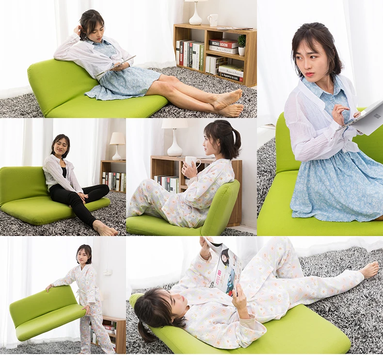 A,Double Folded Floor Sofa Bed free Adjustable Sofa Plaid Japanese Furniture Living Room Reclining Chair cover removable