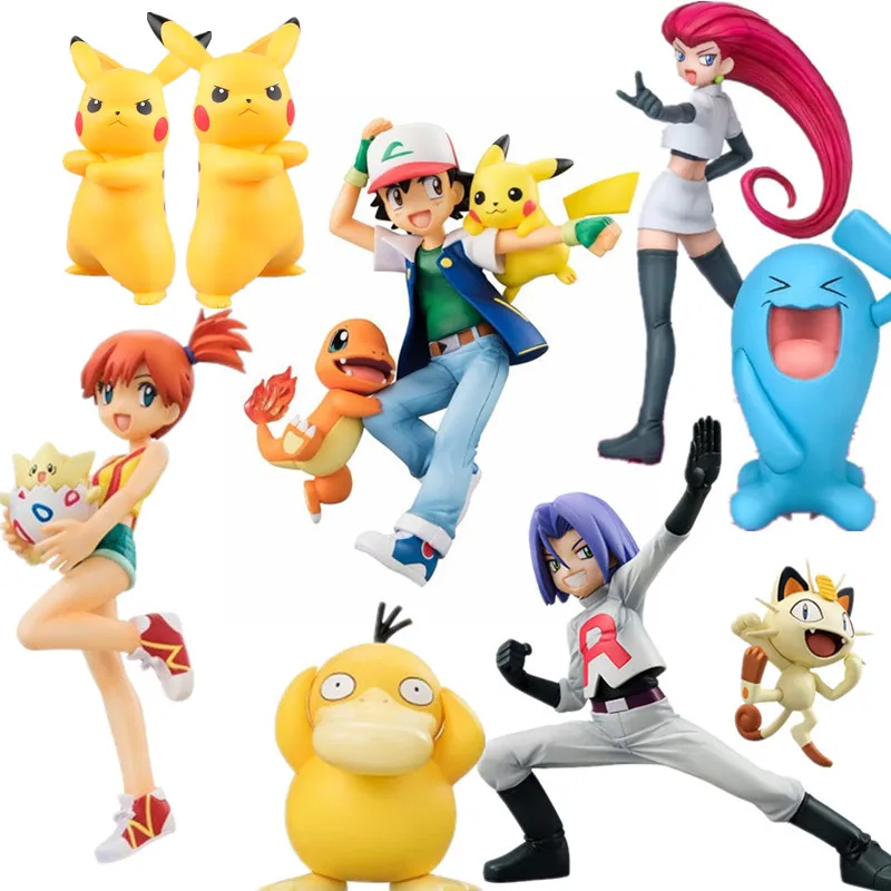 

Anime Cartoon Monster Ash Ketchum Pikachu Misty Brock James Jesse PVC Figure Collectible Model Toy