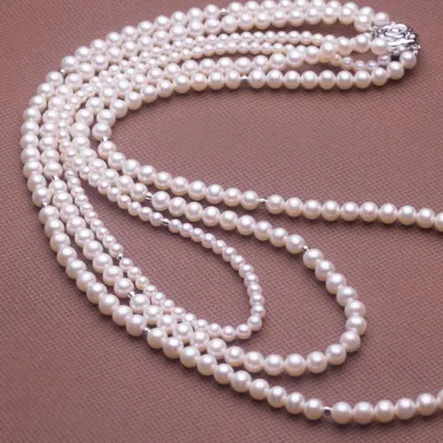 

Free Shipping >>>>> triple strands8-10mm round sout sea white pearl necklace 18-20inch