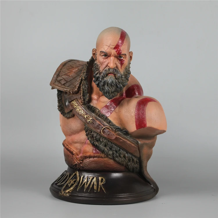 

Full color God War 4 Statue Kratos 1:3 Ghost Sparta Bust Son Zeus resin imitation copper white mold pendulum model gothic decor