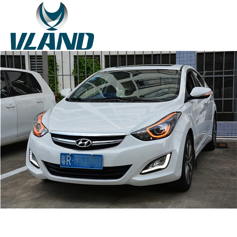 VLAND фабрика для автомобиля фара для Elantra фар 2012 Elantra светодиодный фар H7 ксенона с дневной свет и сигнала