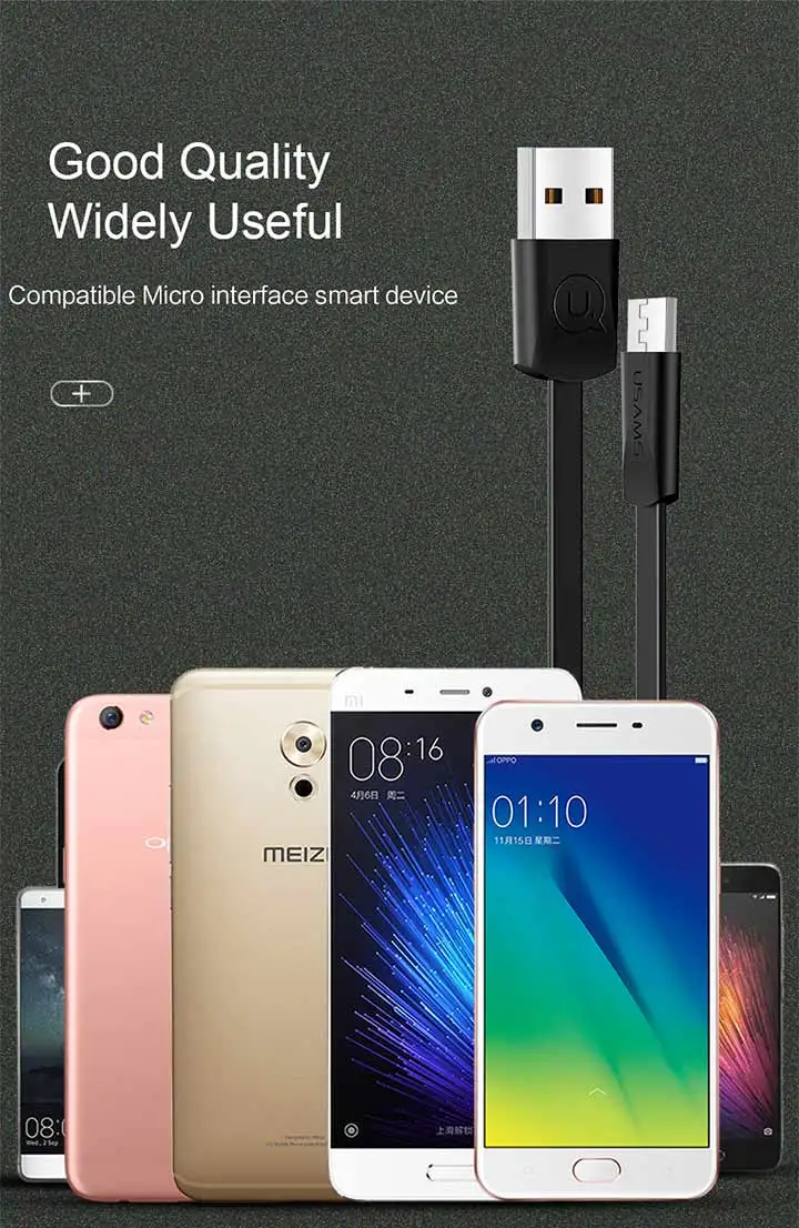 USAMS кабель для мобильного телефона для iPhone 2A зарядный кабель Micro usb type-C для samsung Xiaomi Синхронизация данных зарядное устройство USB кабель