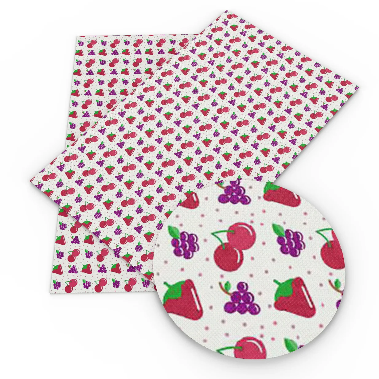 

New 30*140cm Strawberry Fruit Printed Faux Synthetic Leather Patchwork For Hair Bow Bags Phone Case DIY Projects,1Yc6505