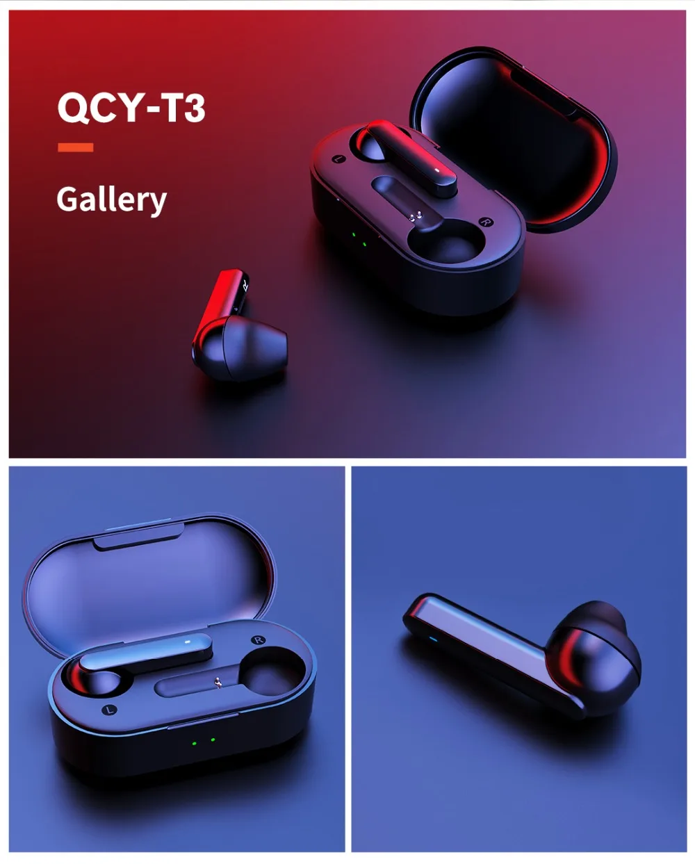 QCY T3 TWS отпечатков пальцев сенсорные беспроводные наушники Bluetooth V5.0 3D стерео наушники с двойным микрофоном