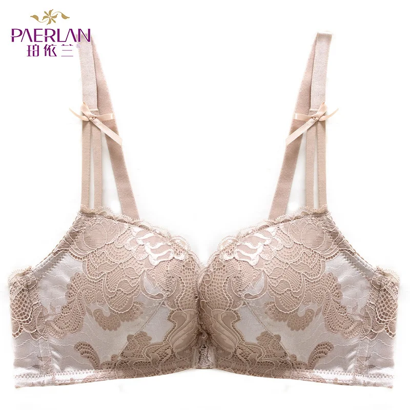 

PAERLAN Lace Floral Free Wire Closure Front Bra One Piece Small Chest Push Up Sexy Beauty Back Underwear Seamless Women