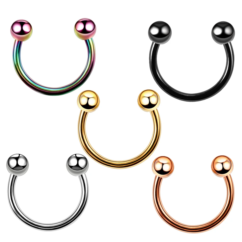 Piercing Jewelry Titanium Steel Black Seamless Hinged Nose Hoop Septum Clicker Lip Labret Ring Ear Cartilage Tragus 1PC