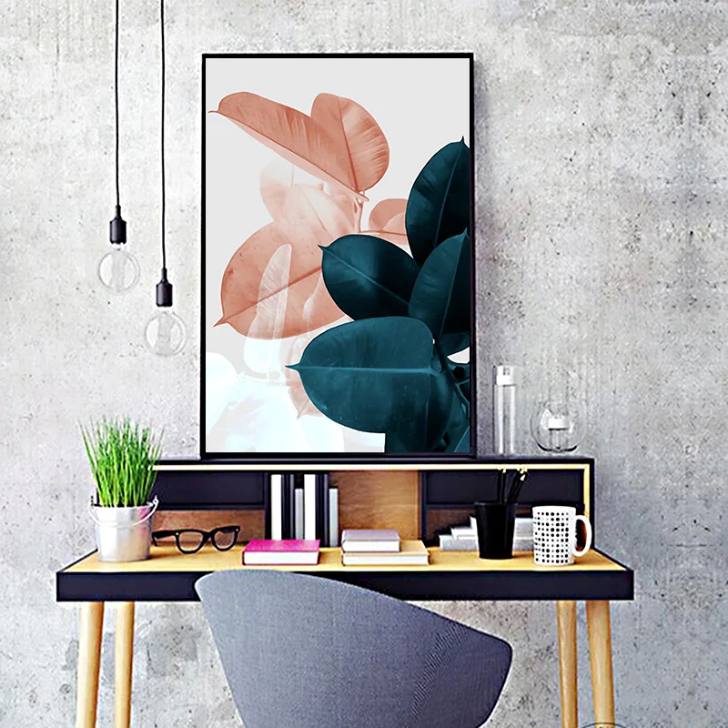 Wall Art Холст Живопись Акварель Листья Растений Плакат Пейзаж Картины Для Гостиной