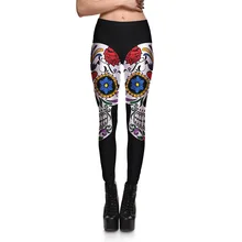 JIGERJOGER быстросохнущие штаны для бега с розами женские эластичные колготки с принтом черепа и высокой талией леггинсы, штаны для тренировки