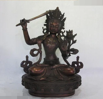 

shitou 001869 18"Tibet Pure Bronze Copper Manjusri Kwan-Yin Guanyin Bodhisattva Buddha Statue