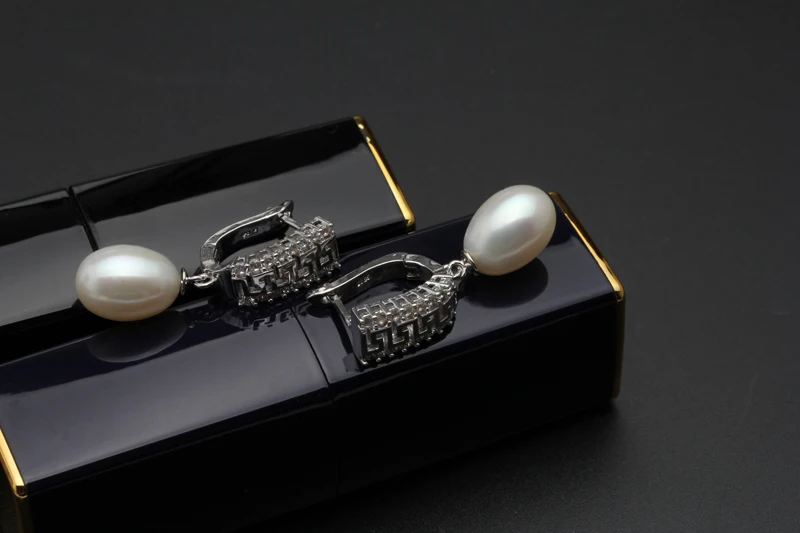 Реальное падение естественный пресноводный жемчуг серьги для женщин, люкс 925 серебро серьги жемчужные вечерние подарок