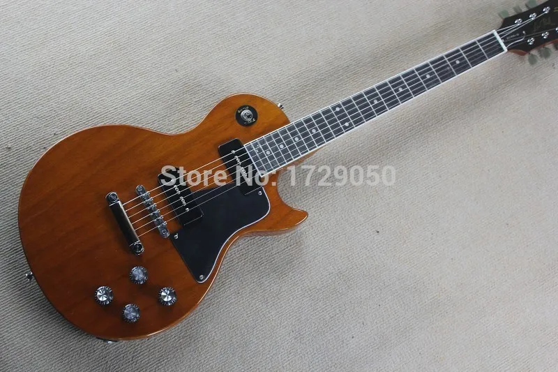 

Top Factory Custom Shop Natural wood brown One Piece Neck Mahogany Body LP Standard Electric Guitar Free Shipping 2017 1