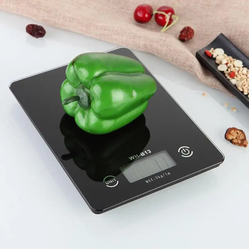 5 кг/1 г Кухня Еда диета ЖК-подсветка цифровой сенсорный экран закаленное стекло баланс измерения взвешивания кухонные пищевые весы со светодиодным дисплеем