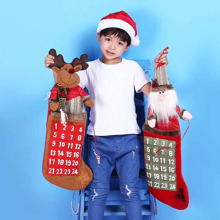 Рождественский чулок подарочная упаковка Санта мешки Рождественская елка кулон орнамент рождественские носки украшения новогодние поставки Natale