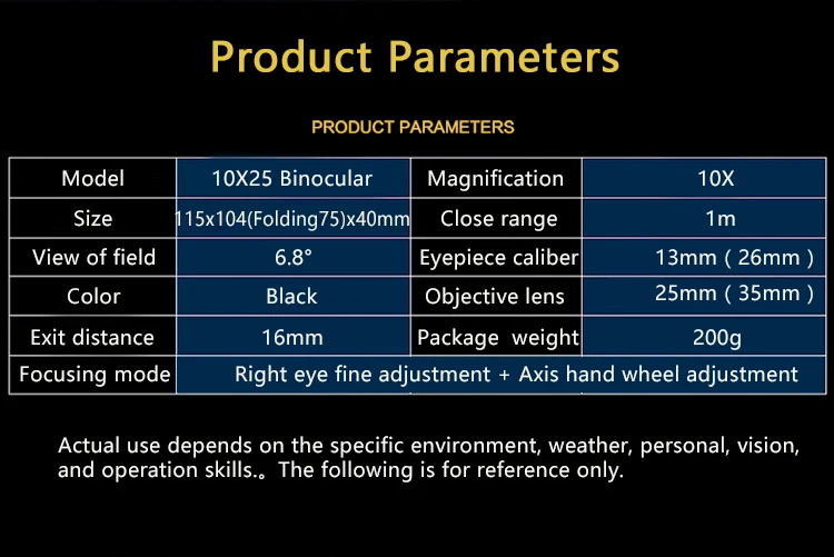 10X25 складной бинокль 96 м/1000 м HD с низким освещением неинфракрасный бинокль ночного видения для наружного нового профессионального телескопа