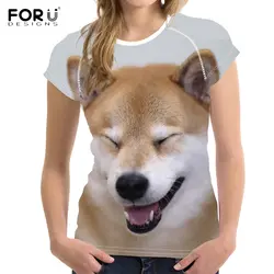 FORUDESIGNS/Kawaii Dog Shiba Inu/футболки с принтом для девочек-подростков, модные топы с короткими рукавами, эластичные дышащие женские летние футболки