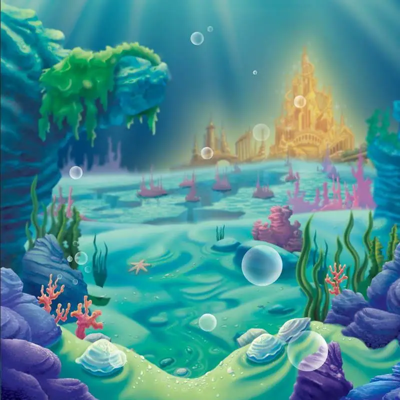 Под море золото Принцесса caslte коралловый фото студии виниловый ткань высокого качества Компьютер печати Дети фонов