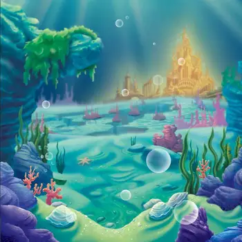 

Under Sea gold Princess Caslte coral photo studio background Vinyl cloth High quality Computer print children kids backdrops