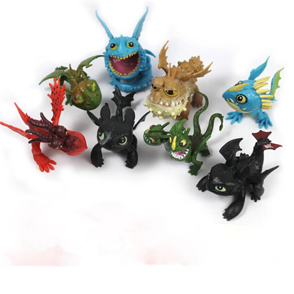 8pcs Anime How To Train Your Dragon 2 Toys Action Figures Night Fury Toothless PVC Dragon Children Brinquedos Kids Toys