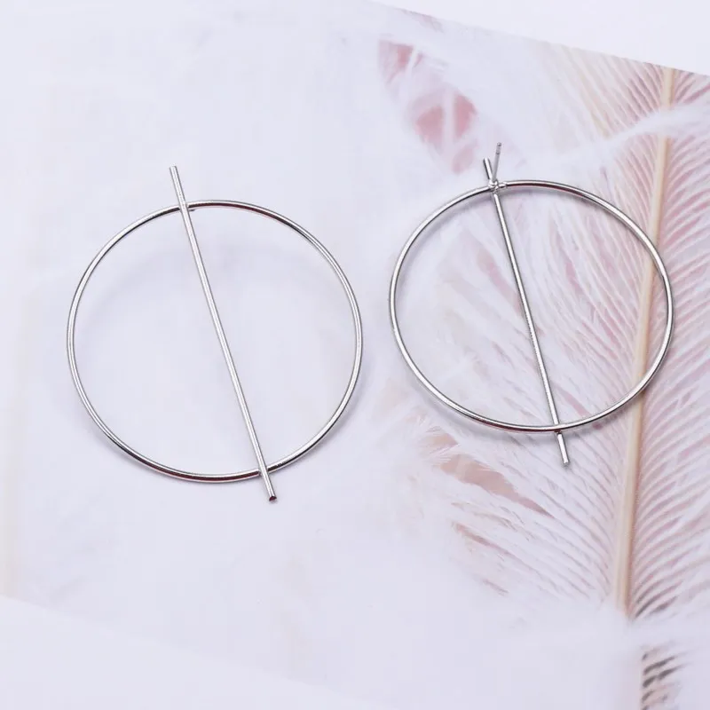 2019 New Fashion Simple Gold Color Silver Geometric Big Round Earrings for Women Circle Drop Earrings Statement Brincos Jewelry