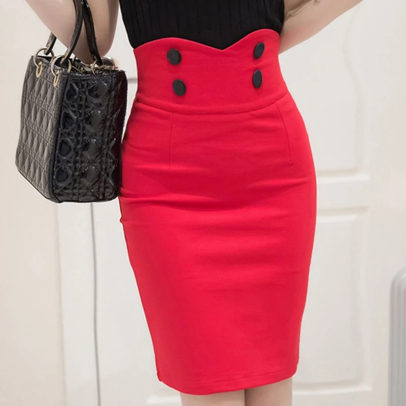 

2019 New Spring Autumn Mini Pencil Skirts Women Sexy Slim Package Hip Skirt Bodycon High Waisted Stretch Skirt Plus Size