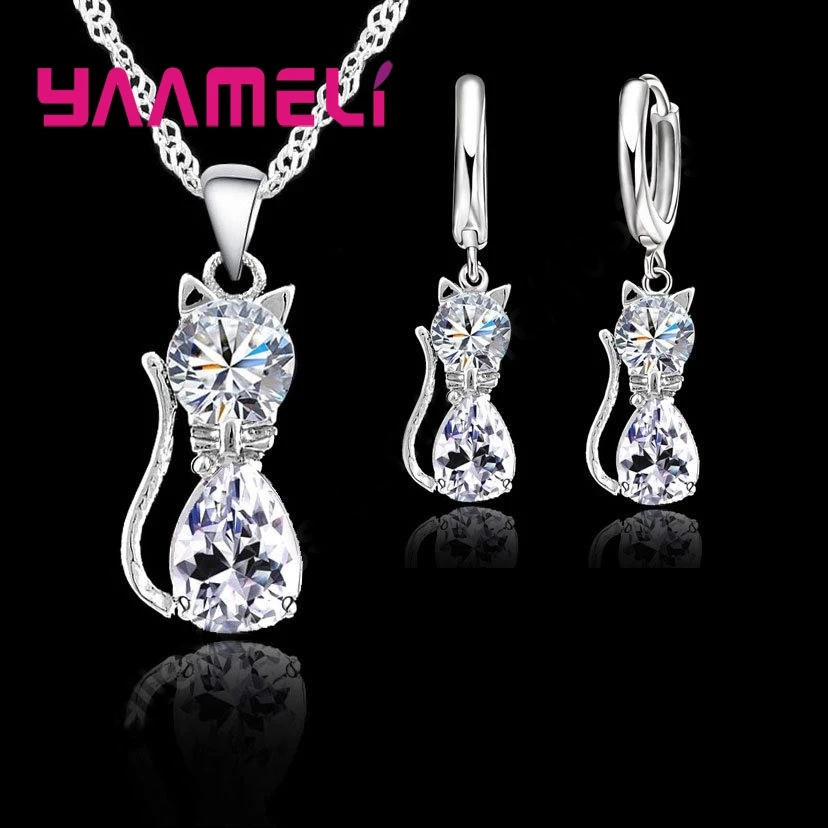 Комплект из колье и серёг серебра 925 пробы с фианитом|girls jewelry set|jewelry setsquality set |