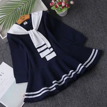 Одежда для маленьких девочек в консервативном стиле; детское платье с матросским воротником; одежда; платье для девочек; От 3 до 9 лет