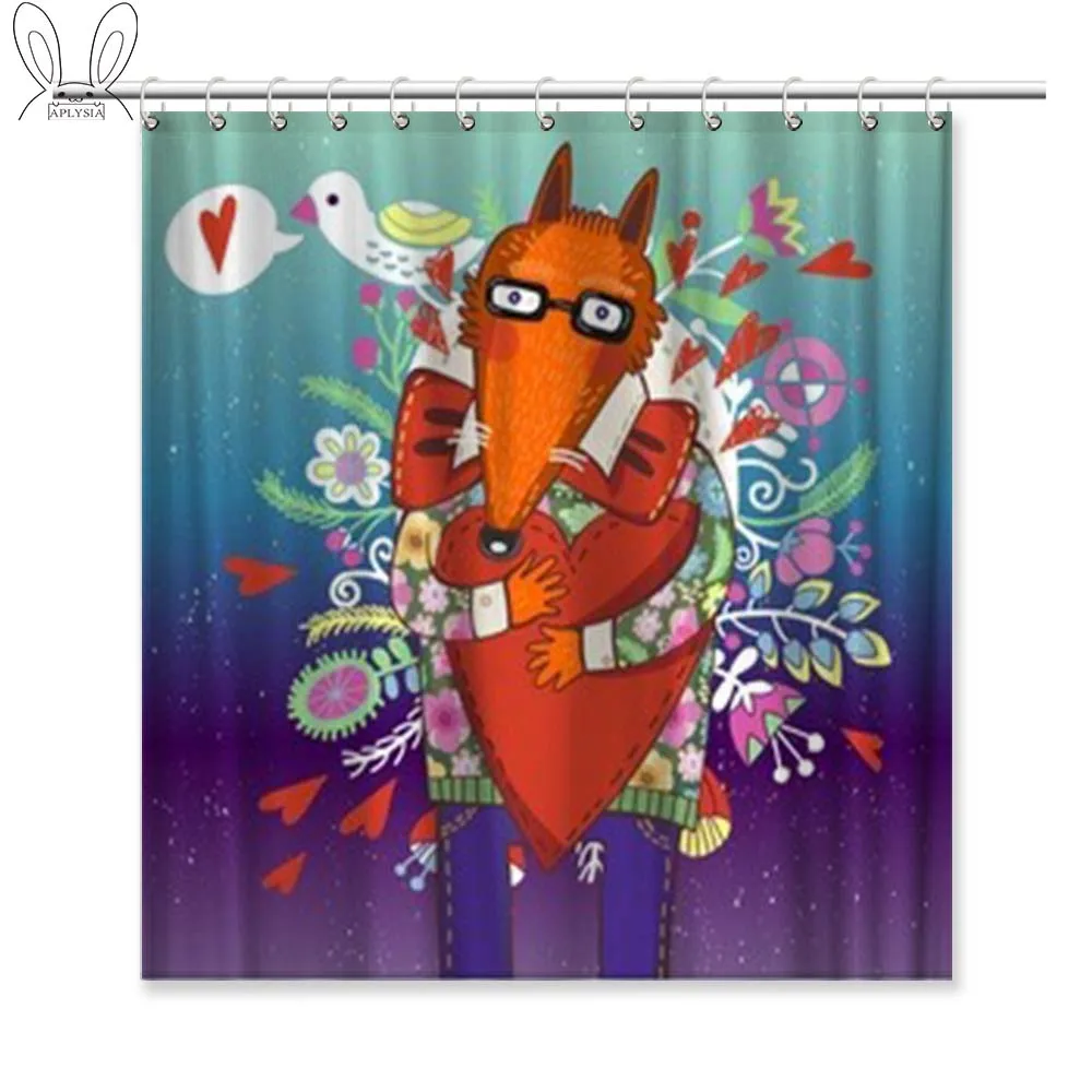 

Aplysia Mr. Fox Embraces Love 72 x 72 Inches Extra Long Shower Curtain Waterproof Mildew Resistant Bath Decor Curtain with Hook