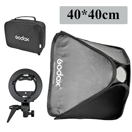 Софтбокс Godox Flash Kit 80 см* 80 см/60 см* 60 см/40 см* 40 см+ кронштейн типа S для студийной съемки - Цвет: 40cm x 40cm