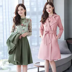 Осень корейский Новый Модные женские туфли комплекты рубашка + колена Длина юбки + длинные Шерстяные пиджаки элегантные дамы костюм-тройка