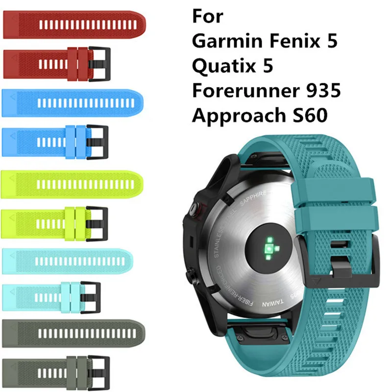 

22mm Quick Release Easy Fit Silicone Replacement Watch Strap for Garmin Fenix 5 .Quatix 5. Forerunner 935, Approach S60