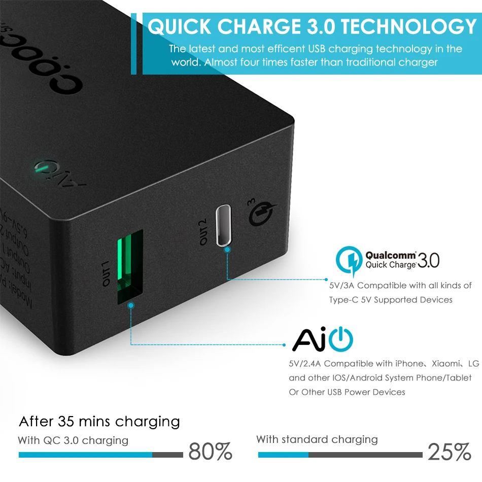 USB C + شاحن ، CRDC 5 فولت/3A نوع-C سريعة تهمة 3.0 الهاتف المحمول شاحن USB جدار محول 2-في -1 نوع C + USB الذكية شاحن USB C + شاحن ، CRDC 5 فولت/3A نوع-C سريعة تهمة 3.0 الهاتف المحمول شاحن USB جدار محول 2-في -1 نوع C + USB الذكية شاحن