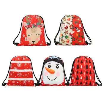

Sell at a loss! 3D Printing Christmas Drawstring Bags Snowman Backpack for Party Favors Candy Pouch